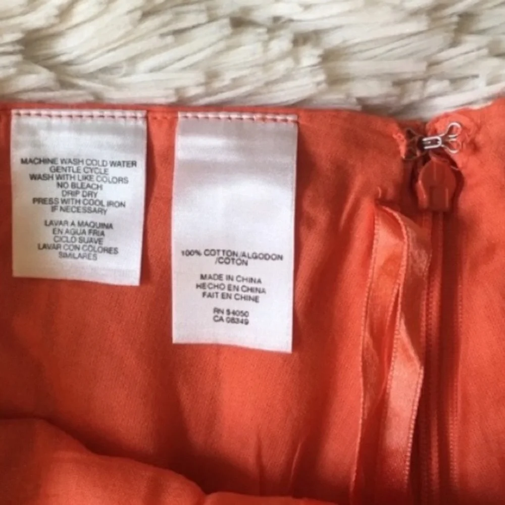 Jones Wear Orange and White Polka Dot Midi Skirt Size 4 Petite